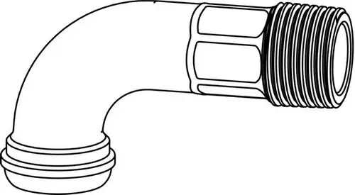 Rohrbogen aus vernickeltem Guss mit Gewinde und einer Biegung, geeignet für Heizungsinstallationen. Teil des Sortiments von IMI Hydronic Engineering.
